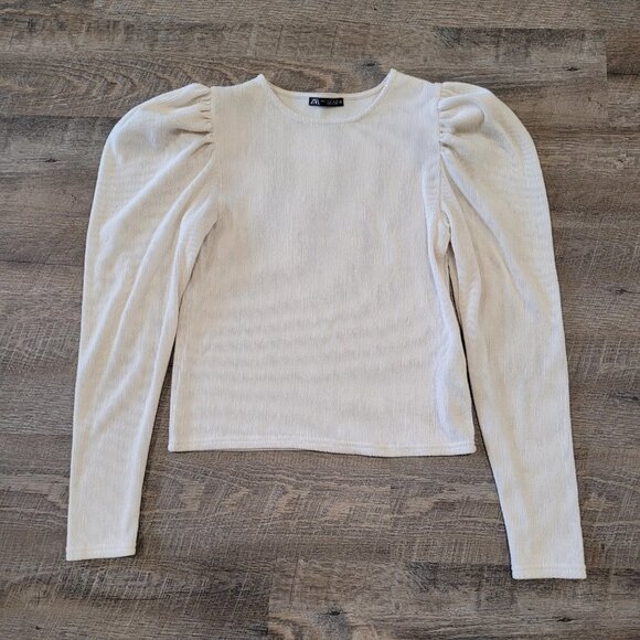 ZARA | Balloon Sleeve Textured Top | Sz. S - Picture 4 of 8